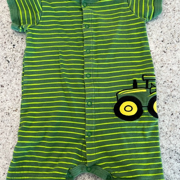 John Deere Other - John Deere Tractor Green Striped Kids One Piece romper 9/12 months